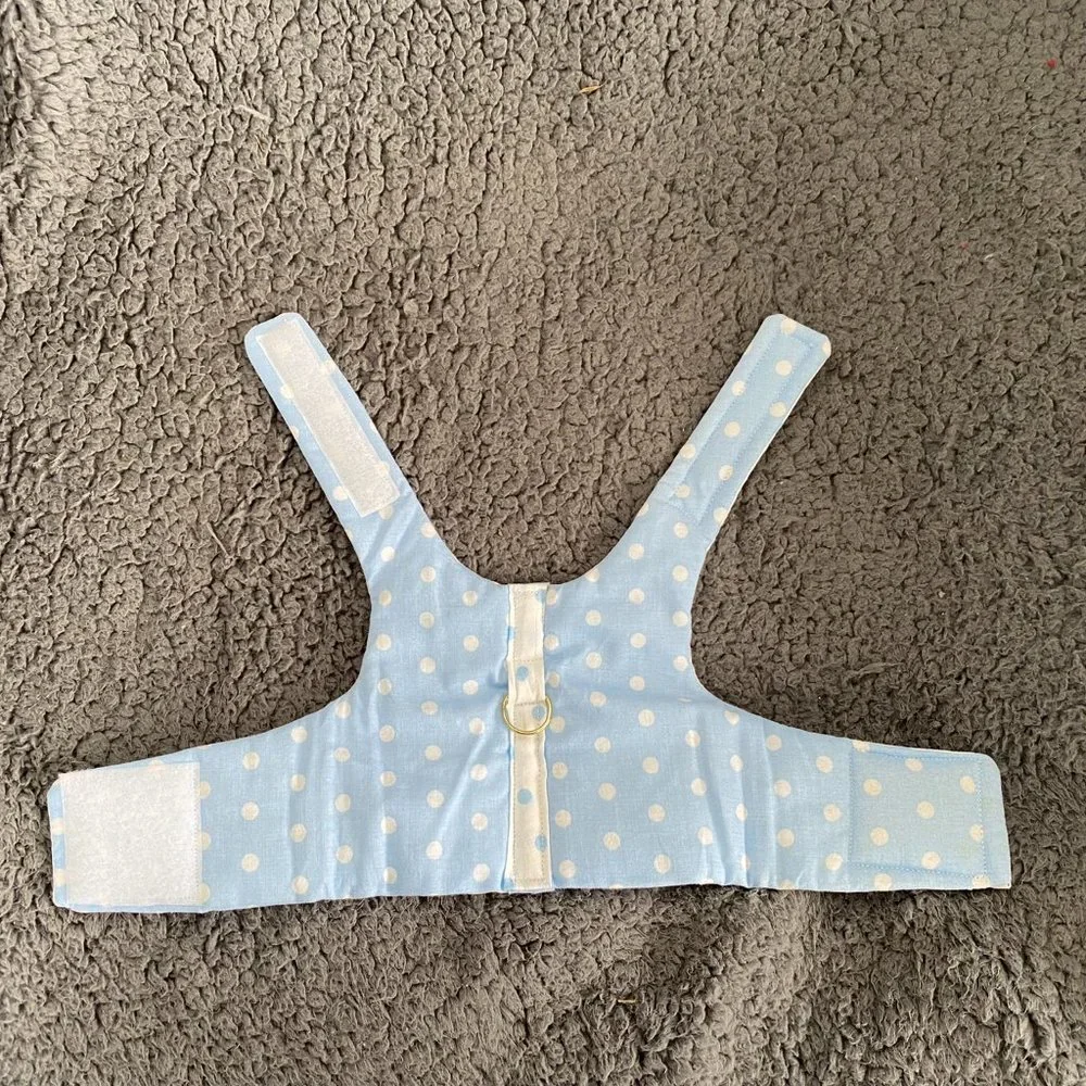 NEW- SMALL DOG HARNESS BABY BLUE REVERSIBLE - HANDMADE